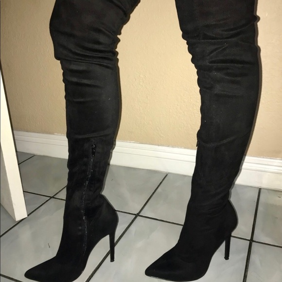 Lilianna black Knee high suede boots - Picture 4 of 4